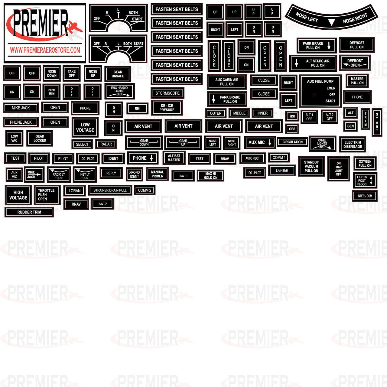 CESSNA 210, 210T Interior Decal Kit 61010