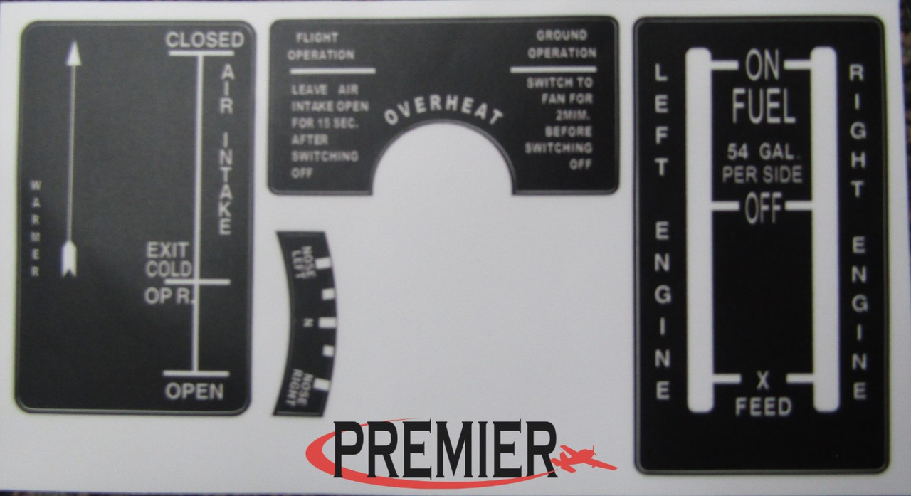 DECAL ONLY, Piper PA-34-200T, 220T, Fuel Selector Cover, Decal Set H78320-13, 78320-13, 78320-013