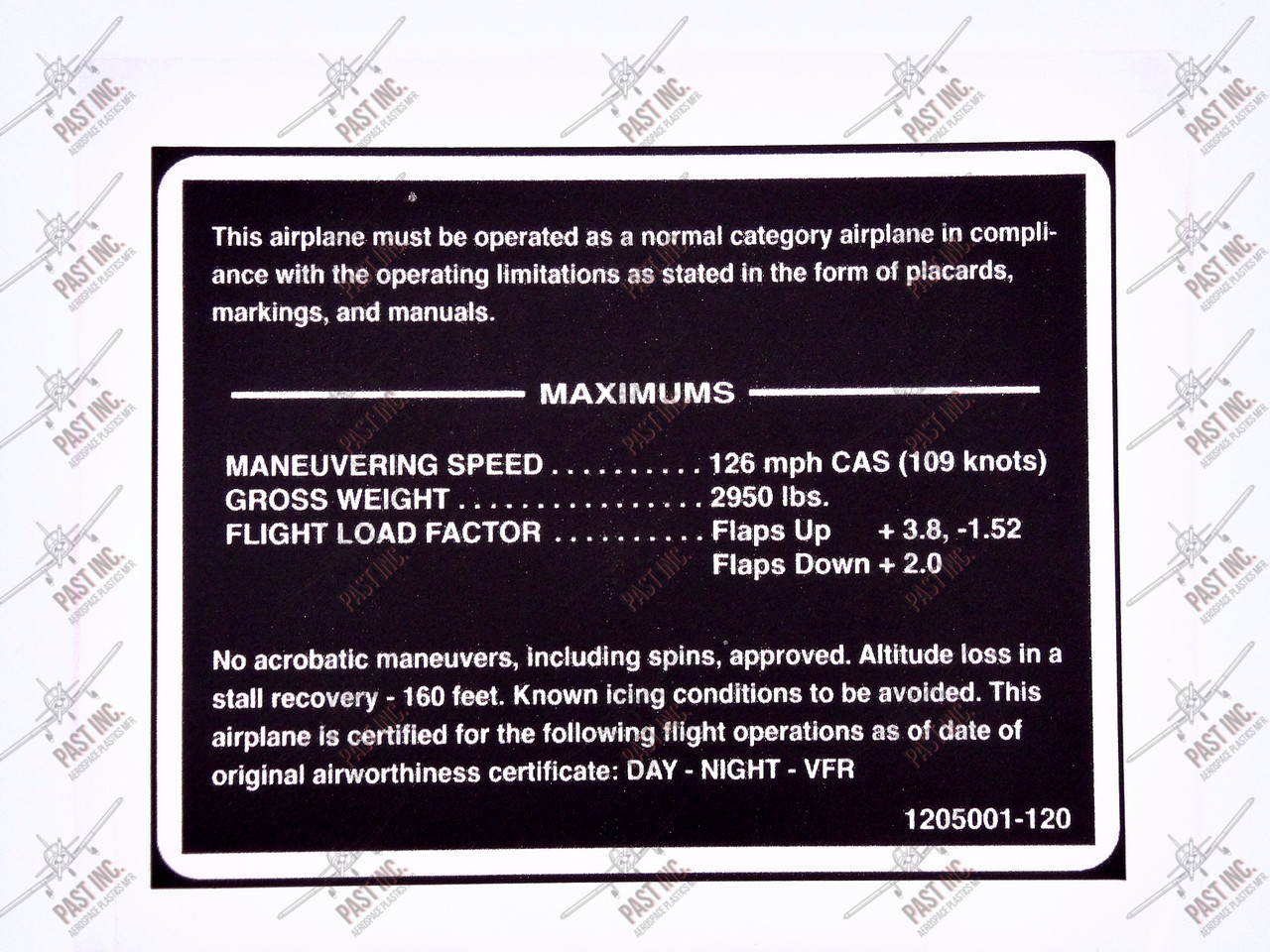 60046, Normal Operation Decal