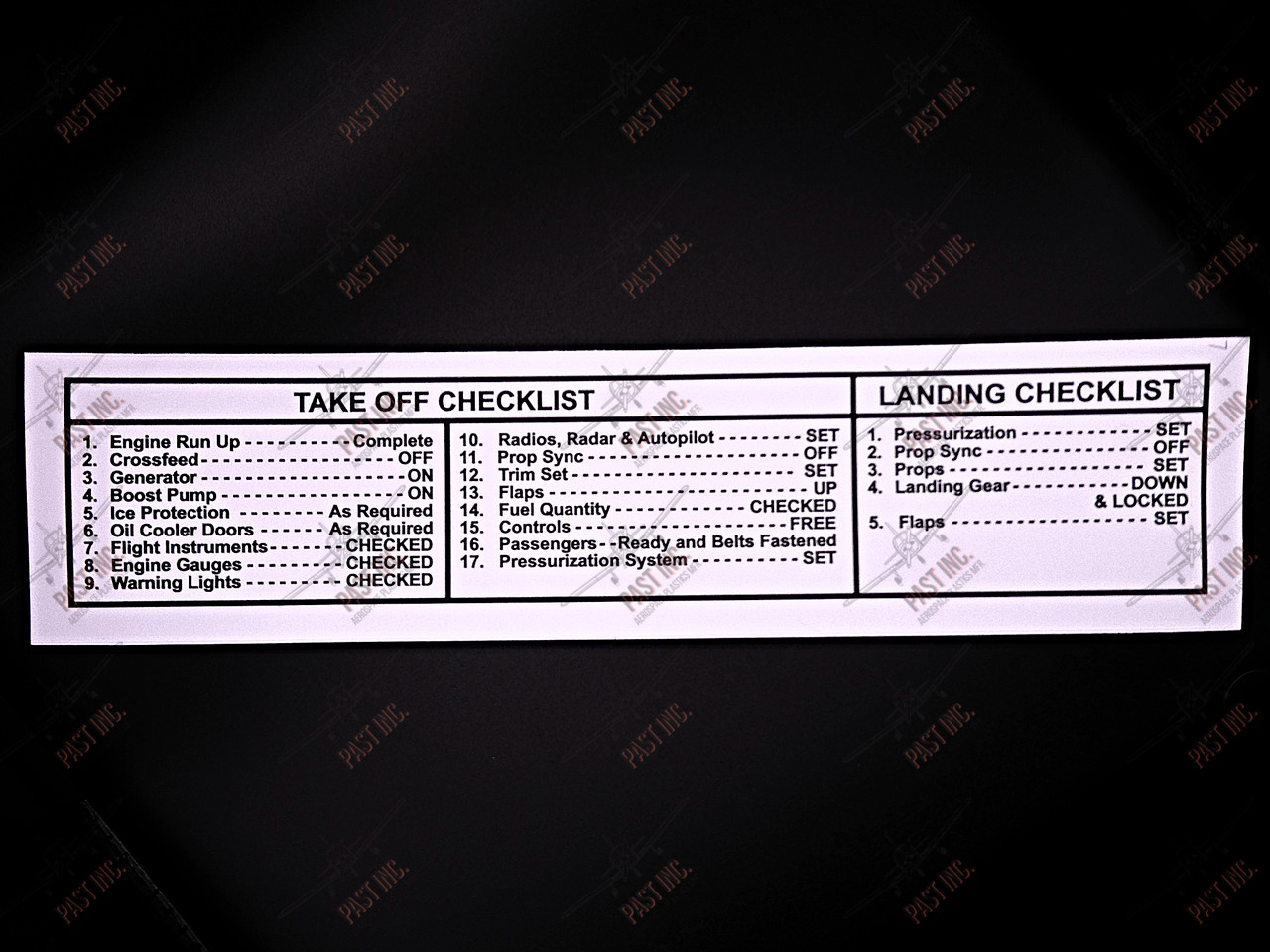 60061, Take Off & Landing Checklist Decal