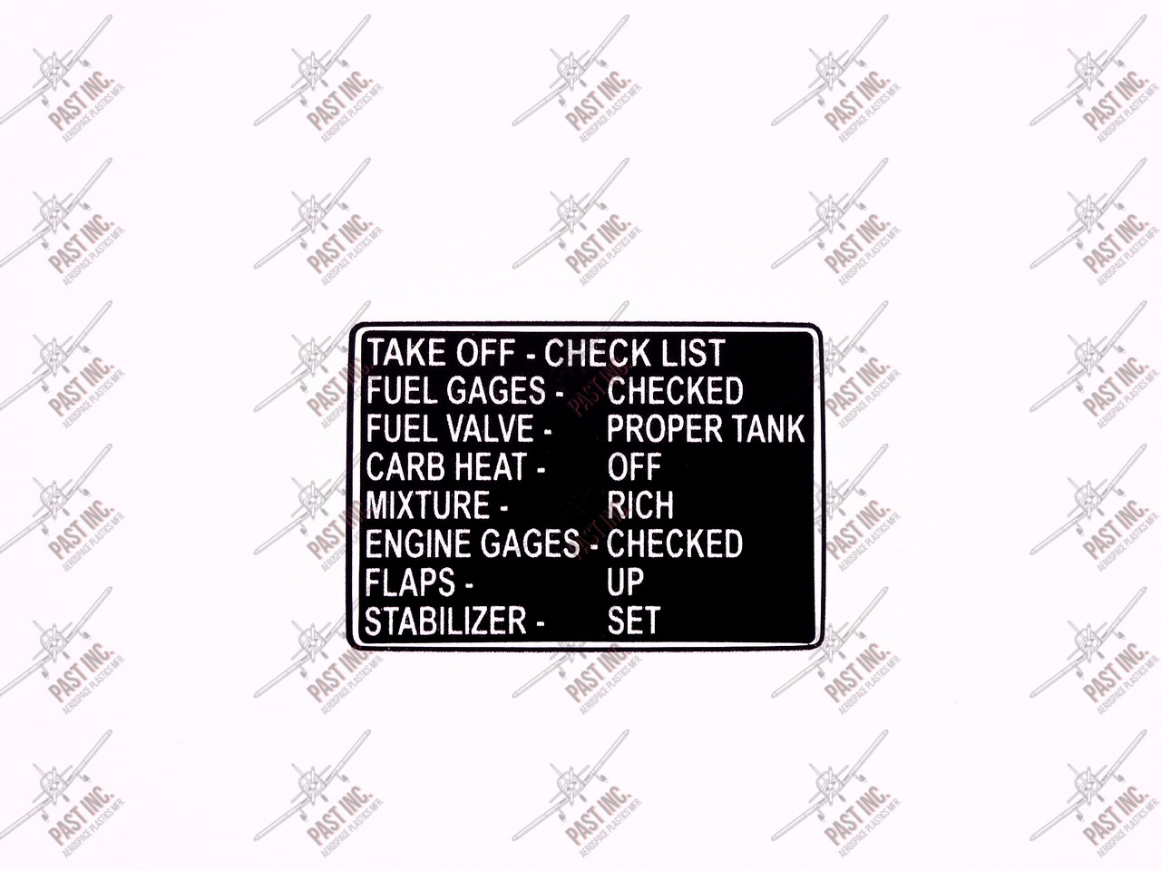 14658-03-Decal, Takeoff Check List, Piper