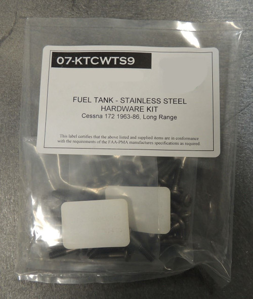 Cessna 172 Wing Tank Stainless Steel hardware Kit. 07-KTCWTS9