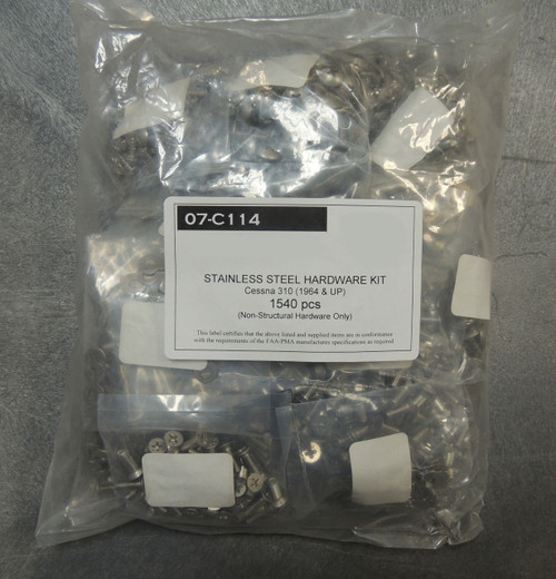 Cessna 310 Stainless Steel Exterior Screw Kit. 07-C114