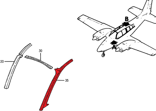 P106-530065-21, BEECHCRAFT A36, B36TC, G36, 58, G58, MOLDING-WINDOW FWD LH, 106-530065-21