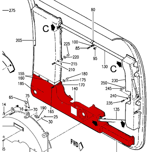 P114-530114-15, Beechcraft 1900, Lower Cargo Door Cover,  114-530114-15, 114-530114-35, 129-530114-15