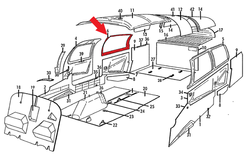 P130079-35, MOONEY M20C, M20D, M20E, MOULDING, WINDOW, REAR, RH, 130079-35