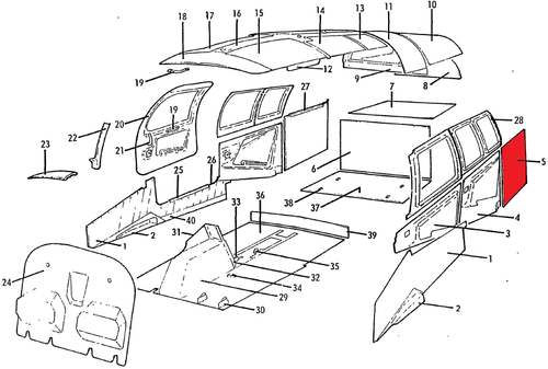 P130165,  MOONEY M20F, Panel Assembly, Baggage Compartment RH, 130165