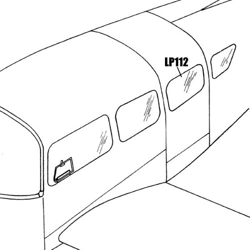 LP112 Beechcraft  B24R - #3 Baggage Door Window - Left, 169-430015-9, 169-420038-41