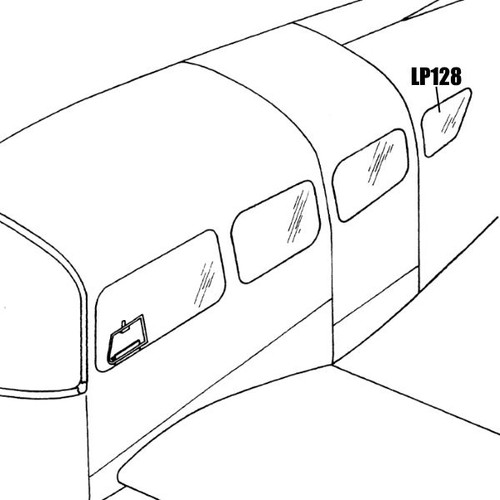 LP128 Beechcraft 24 - #4 Rear Window - Left. 169-420038-53, 169-440005-185