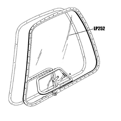 LP252 Beechcraft 33 / 35 / 36 / 50 Left Front Pilot Window. 35-410291-628, 35-410291-652, 35-410291-4, 35-410291-14, 35-410291-20, 35-410291-132, 35-410291-134