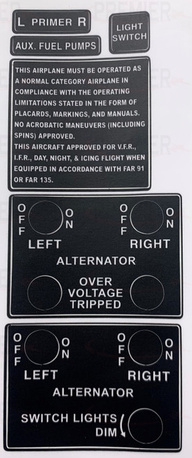 DECAL ONLY Piper PA-34-200, 200T Switch Panel Cover. H96954-03, 96954-03, 95954-003