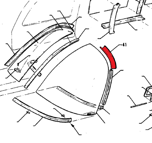 PIPER PA-32-260, PA-32-300, PA-32R-300 COVER - Window trim,  RH P68688-00, 68688-00, 68688-02