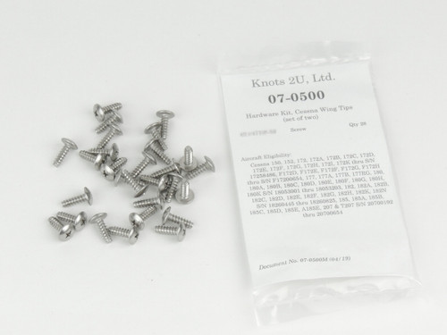 07-0500, Stainless steel hardware kit for two wing tips