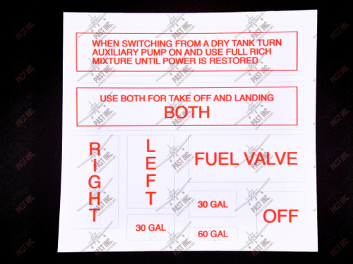 P2016035-2-Decal , Cessna 177RG, Cover Fuel Selector Valve, Decal Kit