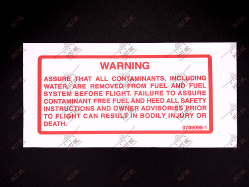 60045, Warning - Remove All Contaminants from Fuel & Fuel System, Decal