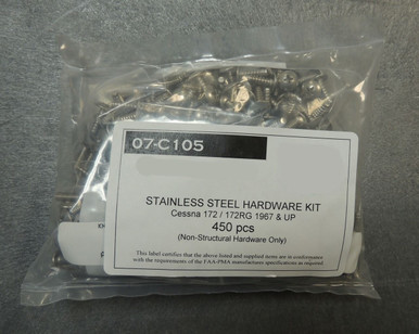 Cessna 172 / 172RG Stainless Steel Exterior Screw Kit. 07-C105