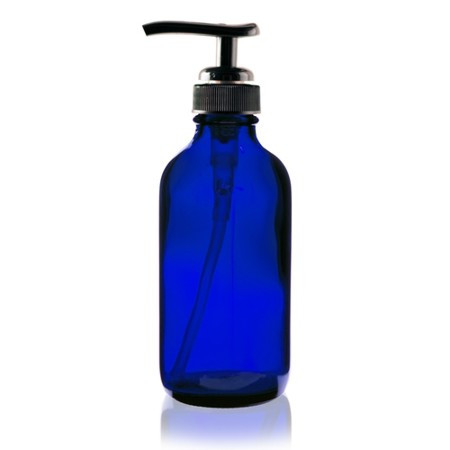 4 oz Cobalt Blue Plastic Bottle with Lotion Pump