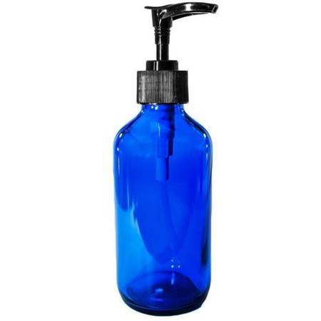 8 oz Cobalt Blue Plastic Bottle with Lotion Pump