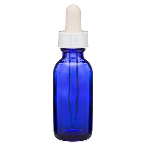 1 oz Cobalt Blue Glass Bottle with White Dropper
