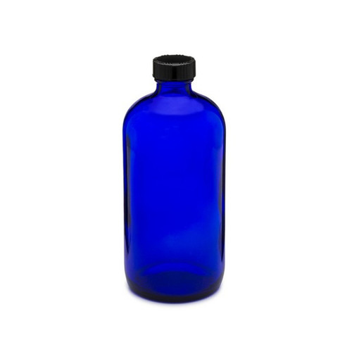 16 oz Cobalt Blue Glass Bottle with Phenolic Cap and Cone
