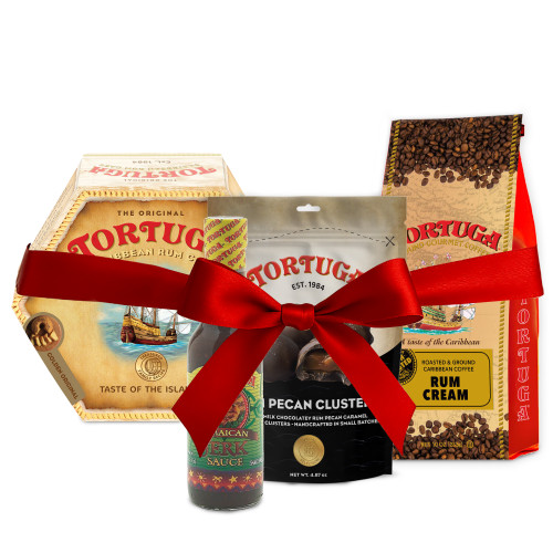 Tortuga 1 Rum Pecan Cluster + 1 4oz Golden Original Cake +  1 Jerk Sauce + 1 Bag Rum Cream Coffee