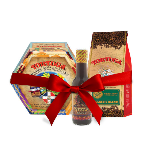 Tortuga 1 4oz Mamajuana Rum Cake + 1 Steak Sauce + 1 Bag Classic Blend Coffee