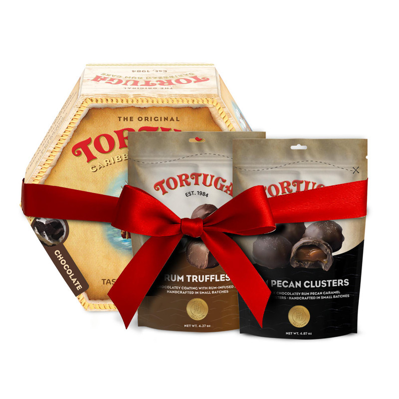 Tortuga 1 Rum Truffles + 1 Rum Pecan Cluster + 1 16oz Chocolate Rum Cake