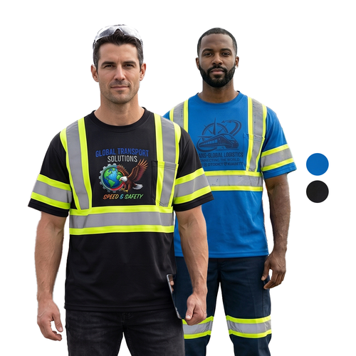 3.8 oz. Polyester Class 3 Reflective Tape Safety T-Shirt with Pocket