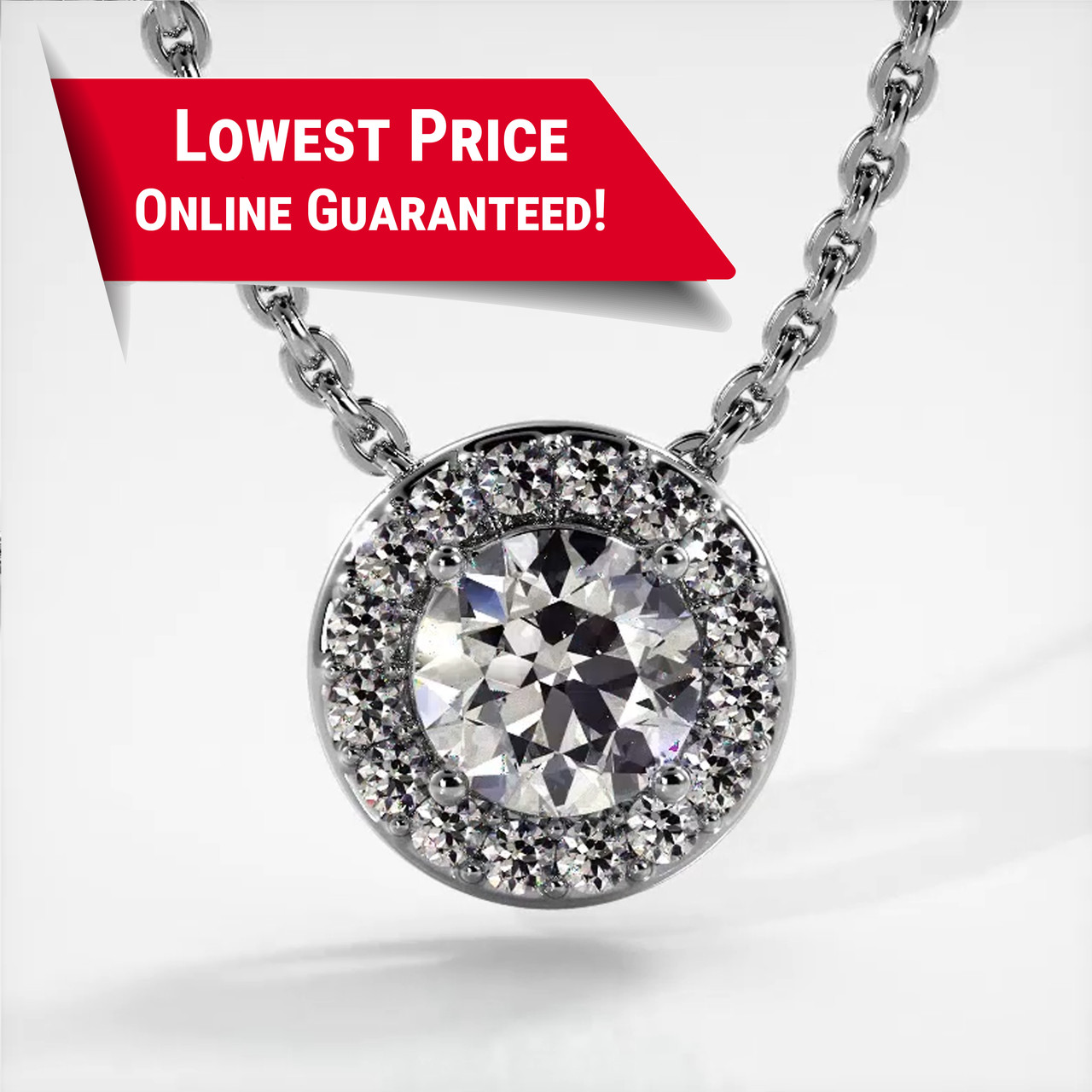 Solitaire Halo Necklace | 2.50 tcwt - With 16