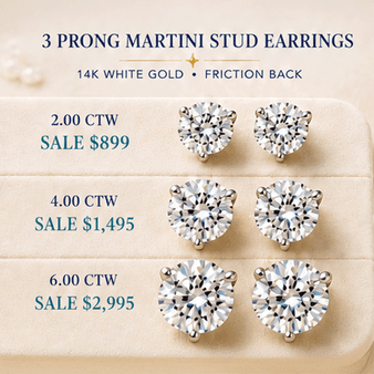Martini Studs 14Kt White Gold, Certified & Made in the U.S.A.