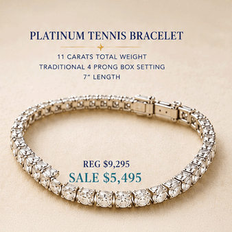 11.00 TCWT Platinum Classic Tennis Bracelet , D/E/F Color, VS+ Clarity - 7" Length