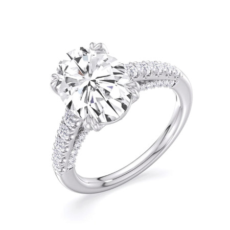 Custom Design Oval Ring, 14Kt W/G 4.95 TCWT D Color, VVS2 Clarity