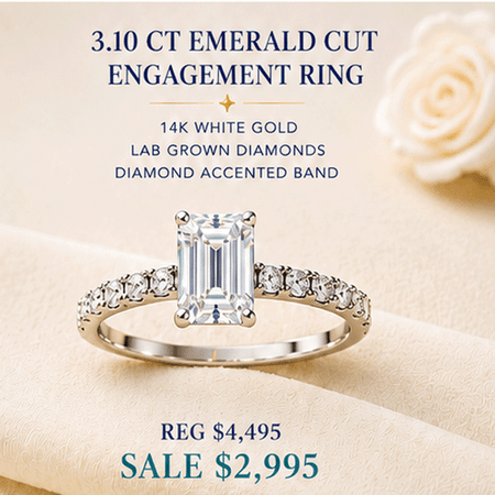 Emerald Cut 14Kt Ring With Diamond Embellished Shank