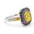 2.38 tcwt Cartier Style Canary Yellow Lab-Grown Diamond Ring & Colored Sapphires 14kt White Gold 2.38 tcwt Cartier Style Canary Yellow Lab-Grown Diamond Ring & Colored Sapphires 14kt White Gold