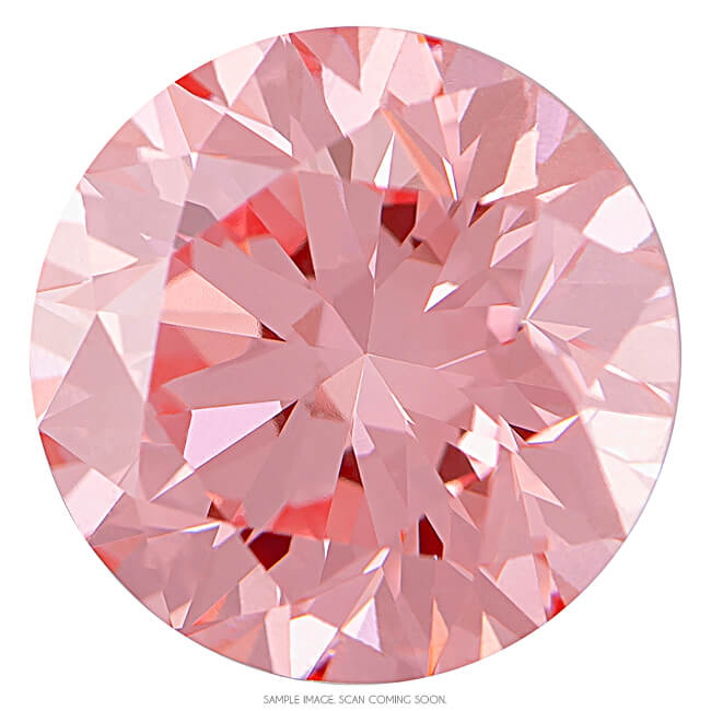 0.57 Ct. Round Bubble Gum Pink Color VS2 Clarity, rectangle