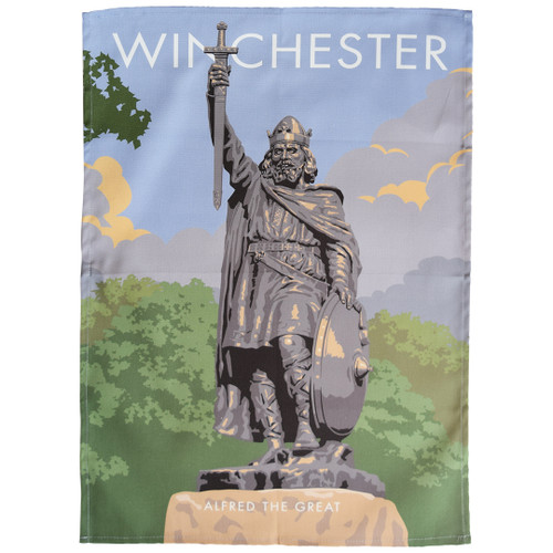 Winchester Alfred the Great Statue tea towel