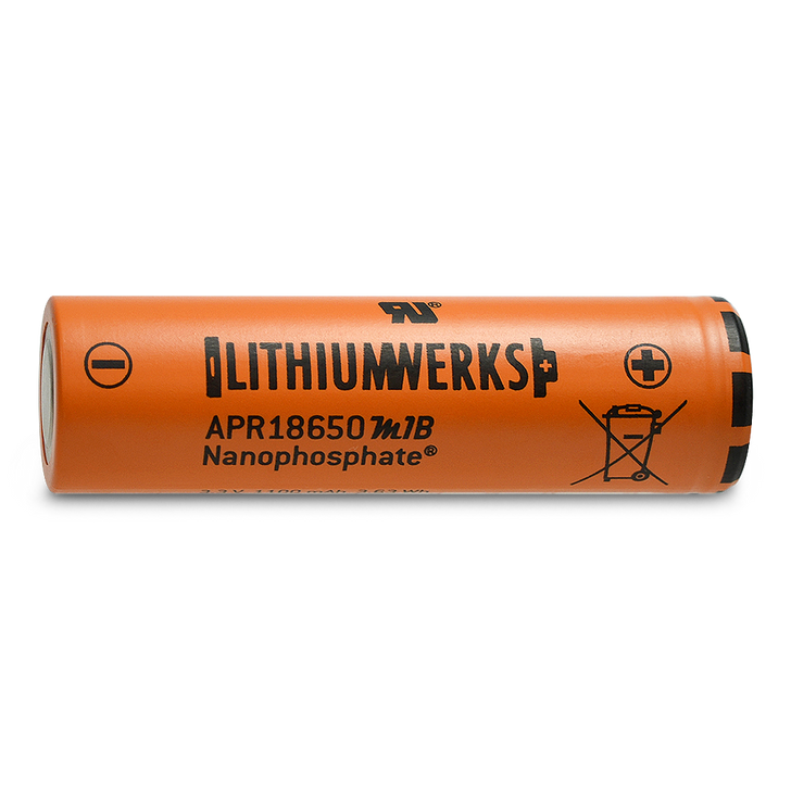 Lithium Werks APR18650M1B 1100mAh 30A LiFePO4 Battery