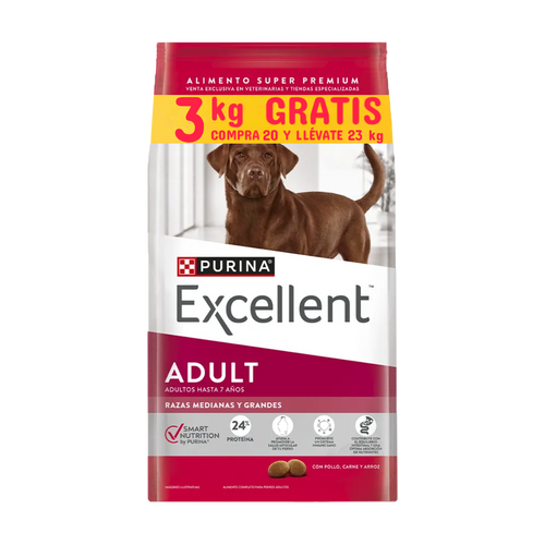 Excellent Adulto Pollo Y Arroz 20 Kg + 3 Kg