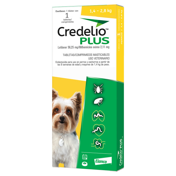CREDELIO PLUS TAB 56.25/2.11 mg para Perros de 1.4 a 2.8 kg.