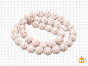 8mm White Turquoise Round Beads 15.5" stabilized [8d23]