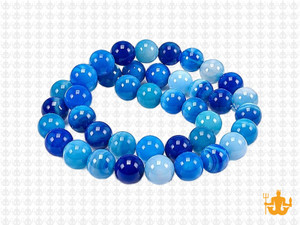 8mm Blue Banded Agate Round Beads 15.5" dyed [8f22]
