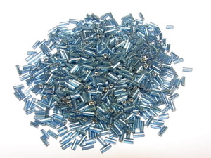 Bugle Bead 1.5x4mm 450pcss, Silver-Lined Teal [g12f]