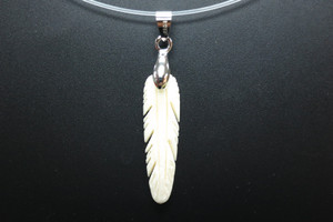 10X32mm Buffalo Bone Feather Designer Bead Pendant [z1533]