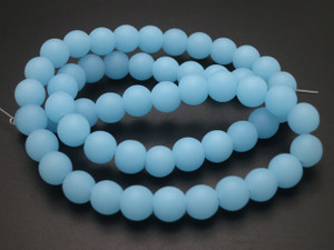 8mm Matte Aqua Quartz Round Beads 15.5" synthetic [8a70m]