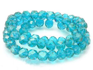 8mm Aquamarine Faceted Round Beads 15.5" synthetic [c8a34]