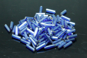 Bugle bead 2x6mm 320pcs, Silver-Lined Blue [g28-8]