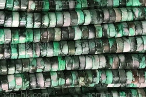 6mm Green Line Agate Heishi Beads 15.5" dyed [h4f1g-6]