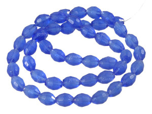 6x8mm Blue Quartz Faceted Rice Beads 15.5" synthetic [sc7a36]