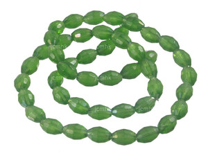 6x8mm Green Quartz Faceted Rice Beads 15.5" synthetic [sc7a37]