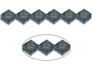 8mm Midnight Blue Glass Faceted Bicone About 40 Bead 12" [uc23a22]